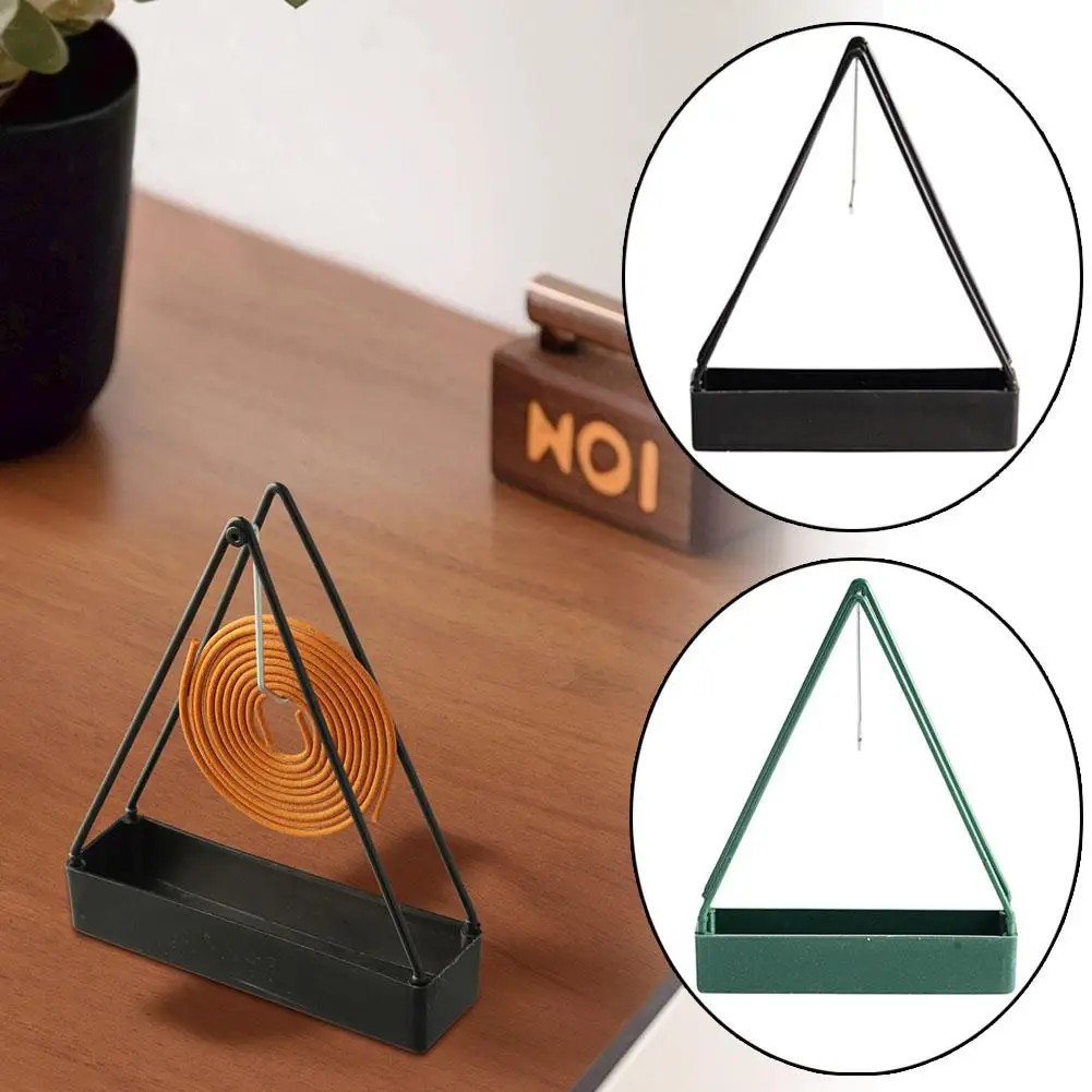 1/3/5/10PCS Retro Triangle Mosquito Coil Holder with Ash Catcher Tray Safe Fire-Resistant Incense Burner for Home Use
