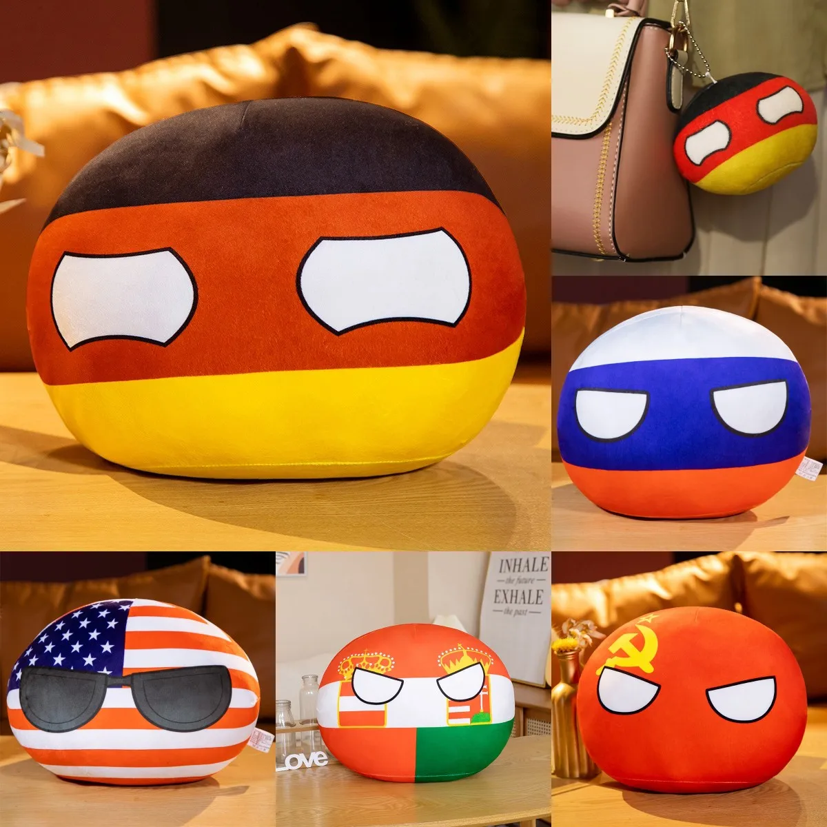 10cm Kawaii Land Ball Plüsch Spielzeug Polandball Plüsch Anhänger Weiche Countryball Weihnachten Geschenke für Kinder Mädchen Tasche Anhänger Keychain