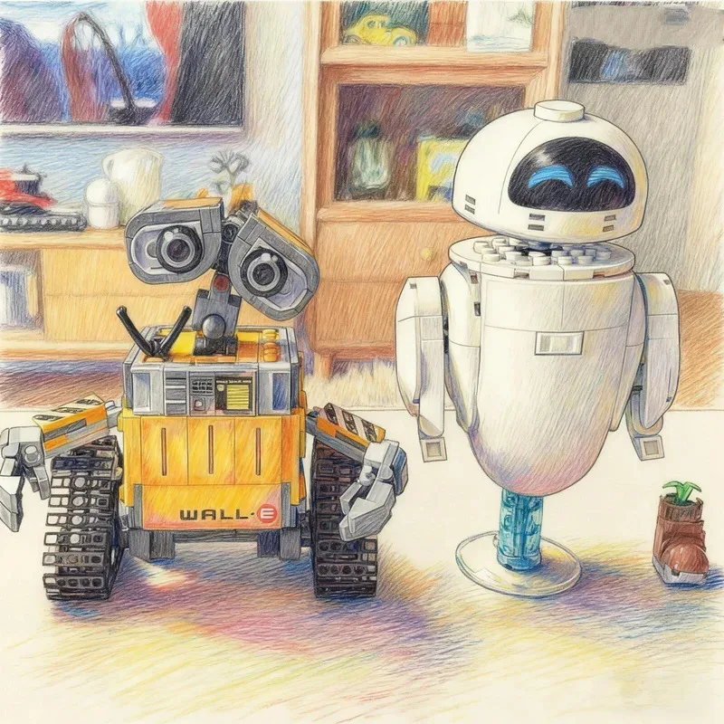 Building Blocks 811pcs Popular Movies Wall-E Cleaning Robot Eva Eve Robot 43279  Cute Cartoon Character Model Toy Christmas Gift