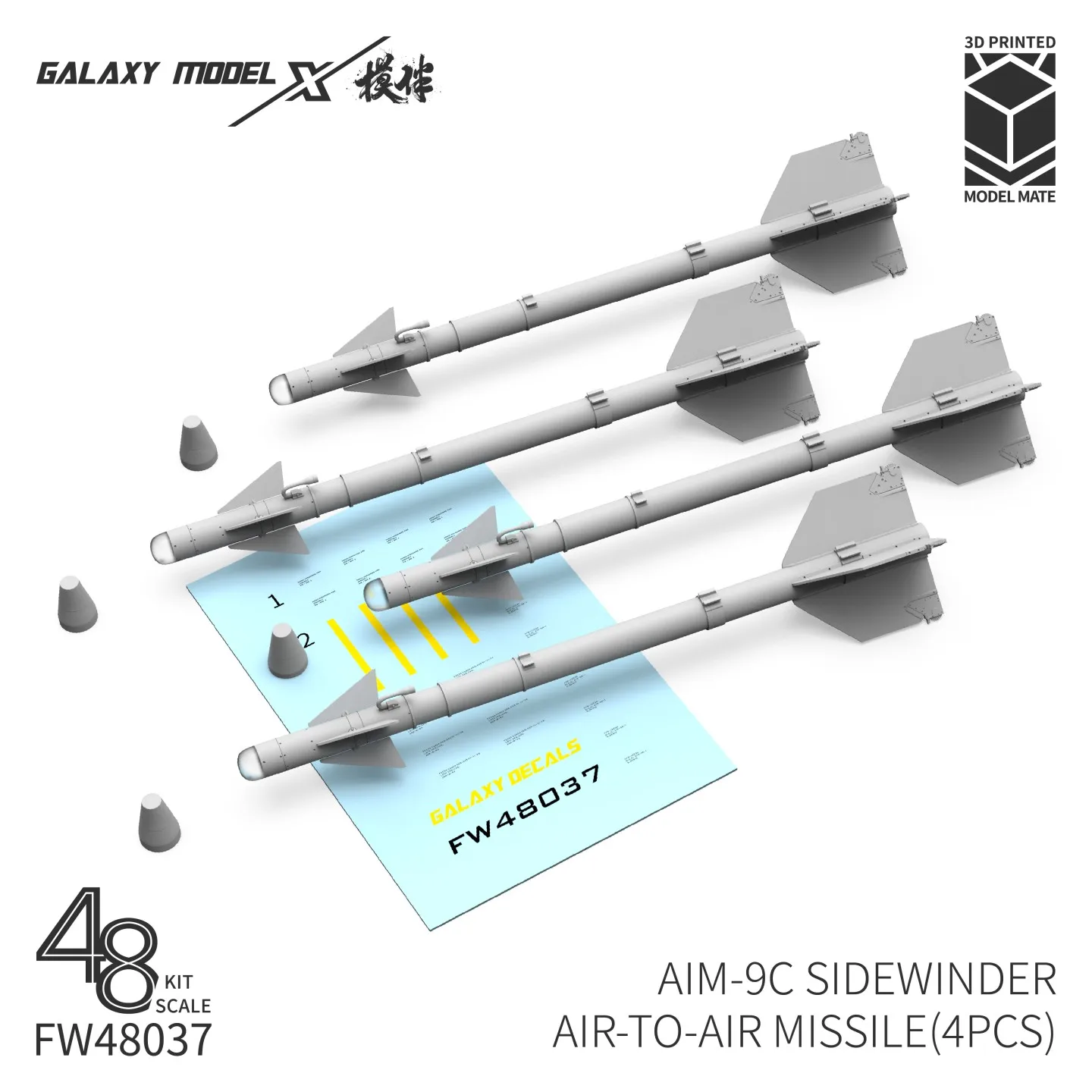 Galaxy AIM-9X Sidewinder Air-to-Air Missile (4 PCS) 1/48 3D Printed Model
