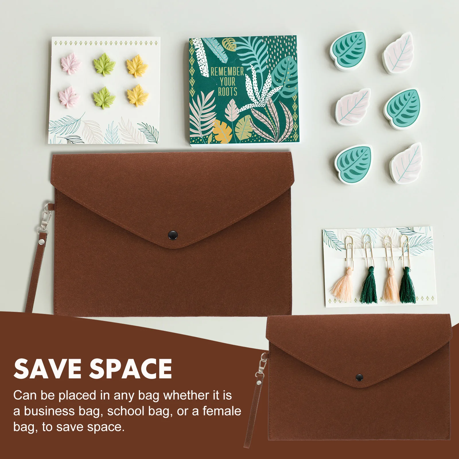 

Felt File Storage Pouch A4 Size Practical Clasp Design Important Documents Folders for Documents Felt File Bag