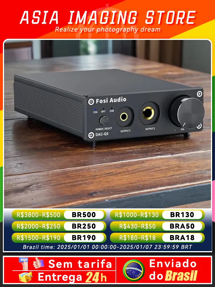 Fosi Audio Q5 DAC Converter USB Digital-to-Analog Adapter ESS9018K2M Decoder & Headphone Amplifier & Mini Stereo Preamplifier