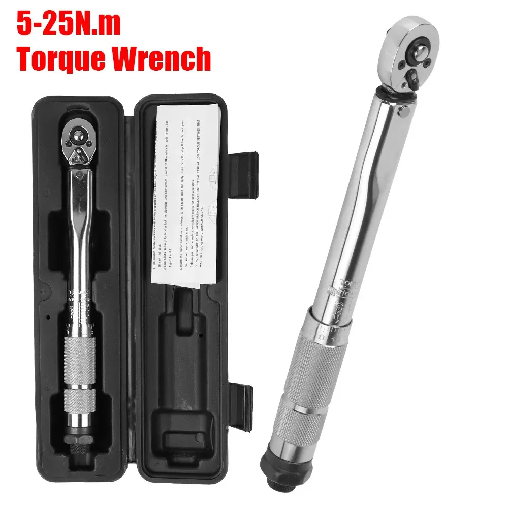 5-25N.m Micrometer Car Motorbike Disassembly Tool Professional Adjustable Torque Wrench 1/4\'\' Drive Spanner Hand Tool