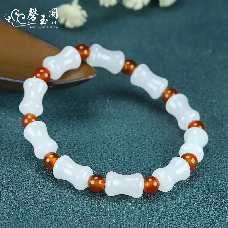 Natural Jinsi Jade Tianshan Cui Old Type Beads Bracelet