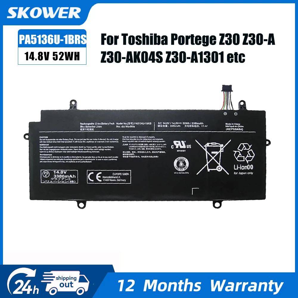 Batería SKOWER 14.8V 52Wh PA5136U-1BRS para Toshiba Portege Z30 Z30-A Z30-A-12U Z30-B Z30-A1301 Z30-AK01S Z30-AK03S Z30-AK04S