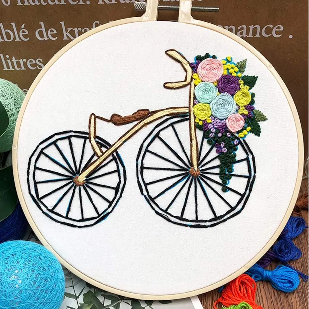 Unfinished Embroidery Kit Sport Bike Pattern DIY Handwork Sewing Cross Stitch Set Crafts Thread Tools Material Pack