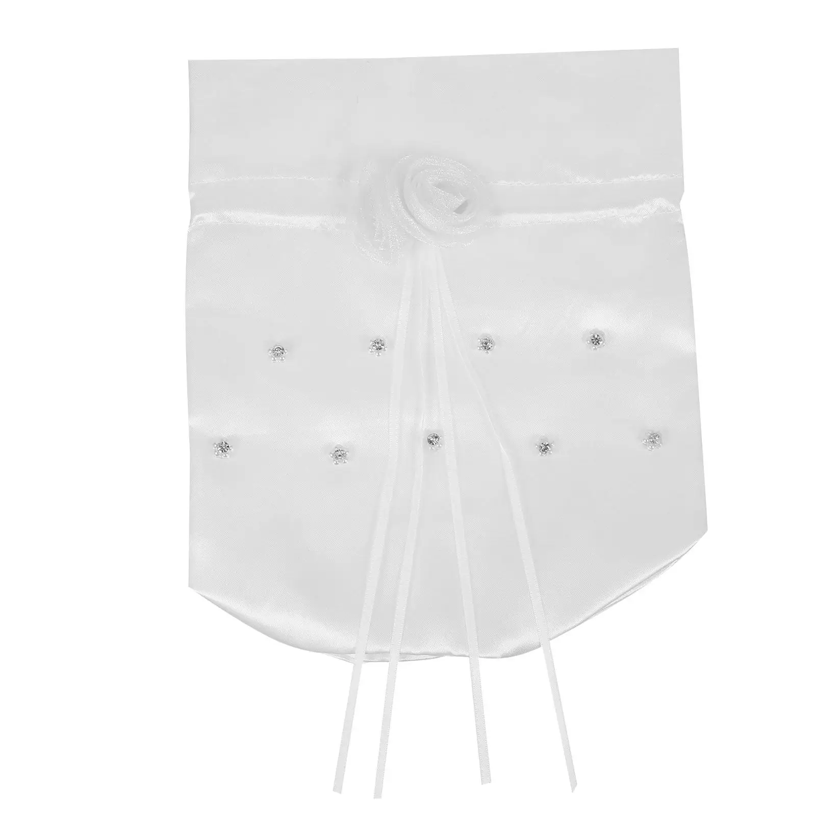 Premium Satin Bride Handbag with Rhinestone Flower Design Drawstring Wedding Bag for Gift Wrapping Party Favors Bridal Shower