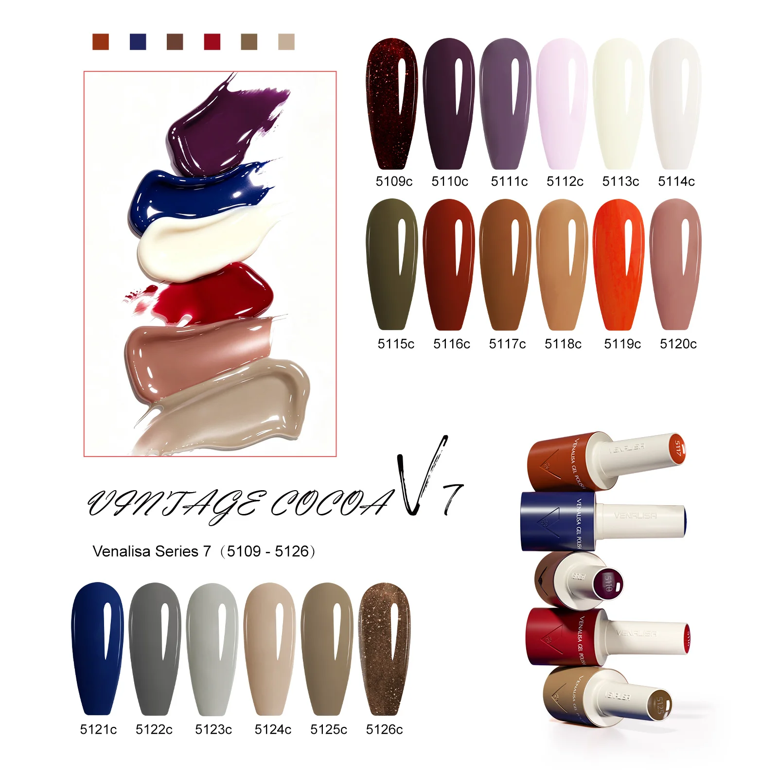 VENALISA V7 Gel-Nagellack 18 Farben Herbst-Winter Vintage-Kollektion 10ml HEMA-frei TPO-frei Aushärtbarer UV-LED-Nagelgel-Lack – Detail 8