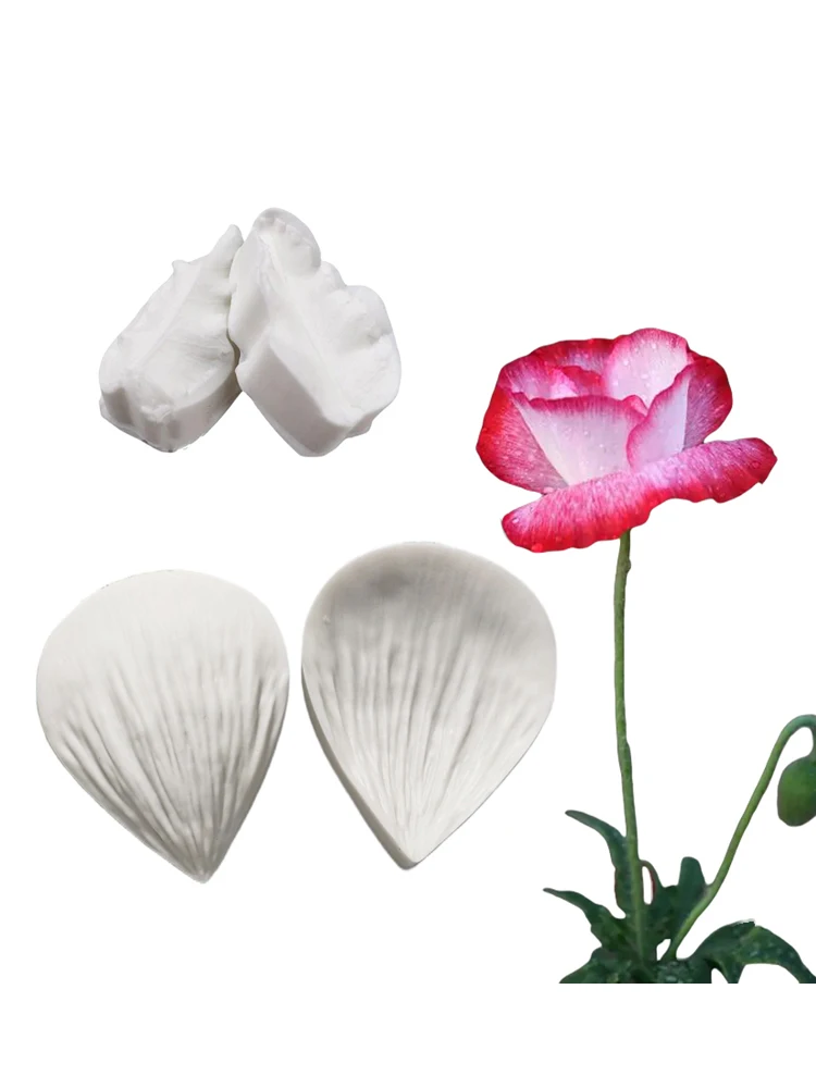 Poppy Flower Leaf Petal Veiner Silicone Cake Baking Mold Fondant Moulds Gumpaste Chocolate Sugar Clay Cake Decorating Tools