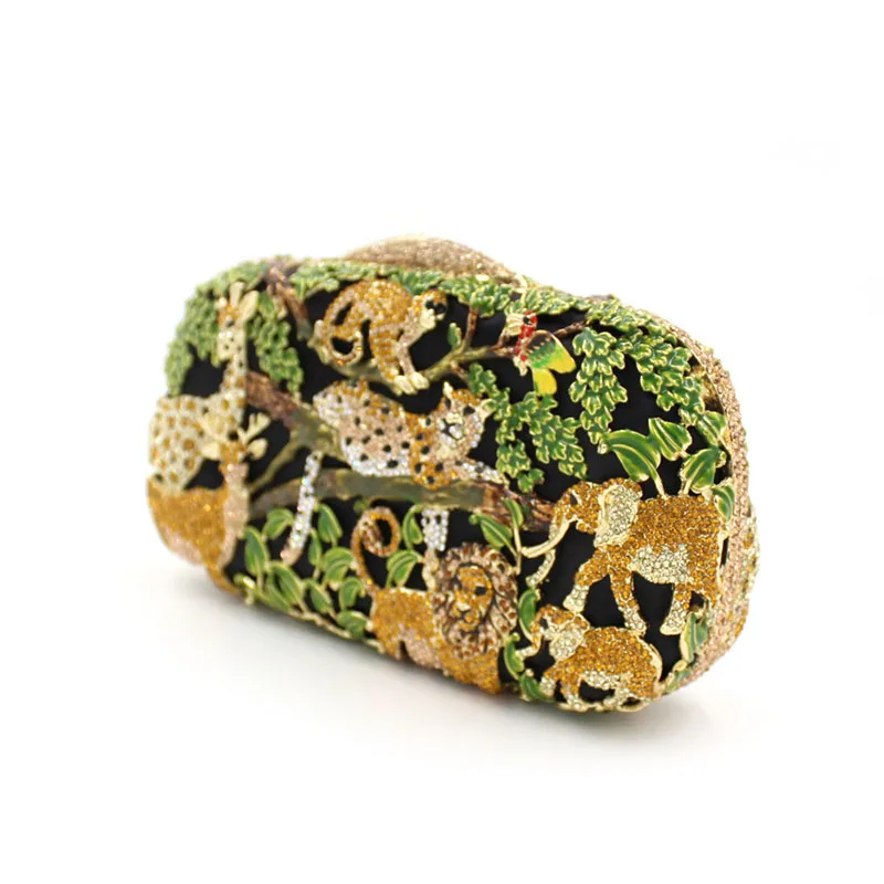 

Вечерние сумки с животными и бриллиантами, женские великолепные сверкающие стразы, металлические клатчи, кошельки, женские уникальные сумки для вечеринок