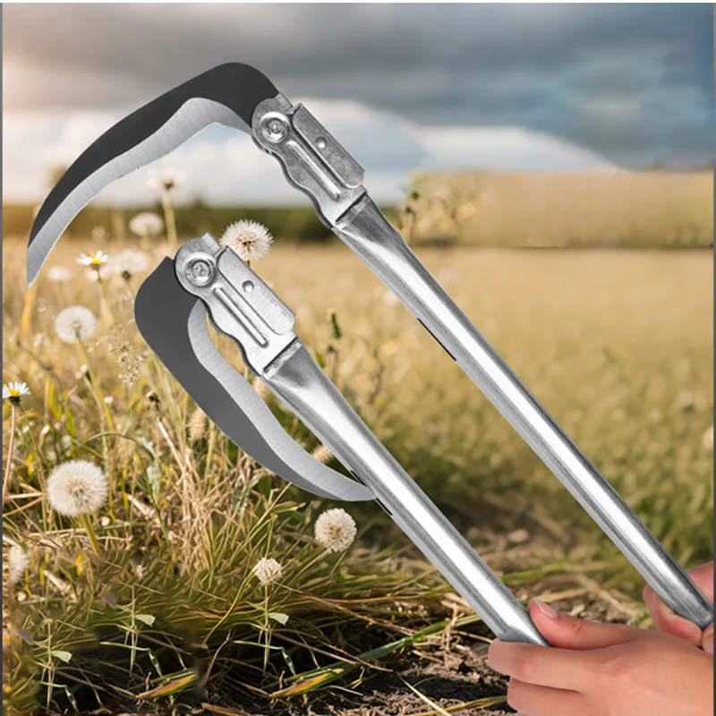 

Foldable Grass-Cutting Sickle, Garden Long-Handled Sickle, Agricultural Outdoor Trimming Manual Tool, Portable
