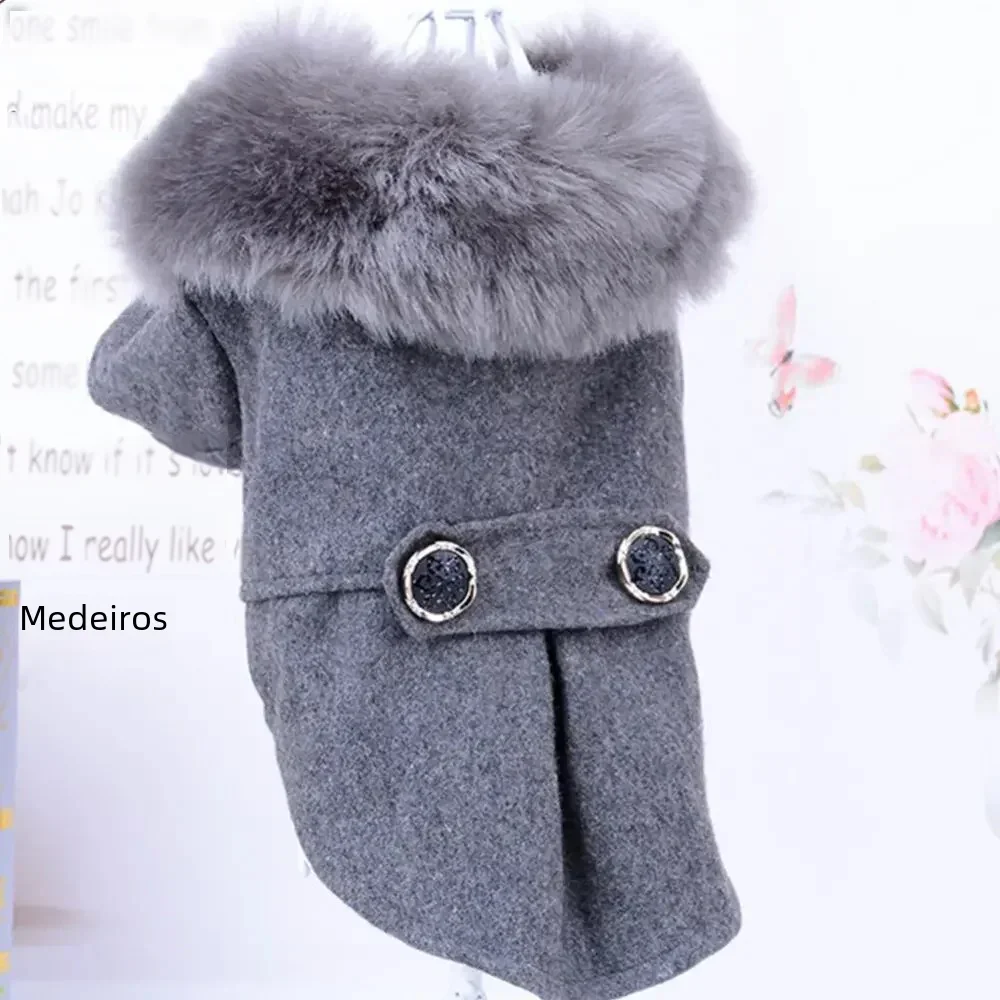 Winter Dog Clothes winter pet coat with a fur collar Jacket Coat Sweater Warm Padded Puppy Apparel for Small Medium Dogs Pets