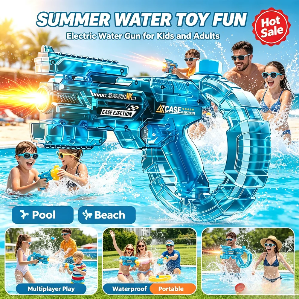 Water Blaster Electric Rechargeable Long Shooting Range Portable Handheld For Boys Girls Summer Party Gift Water Gun