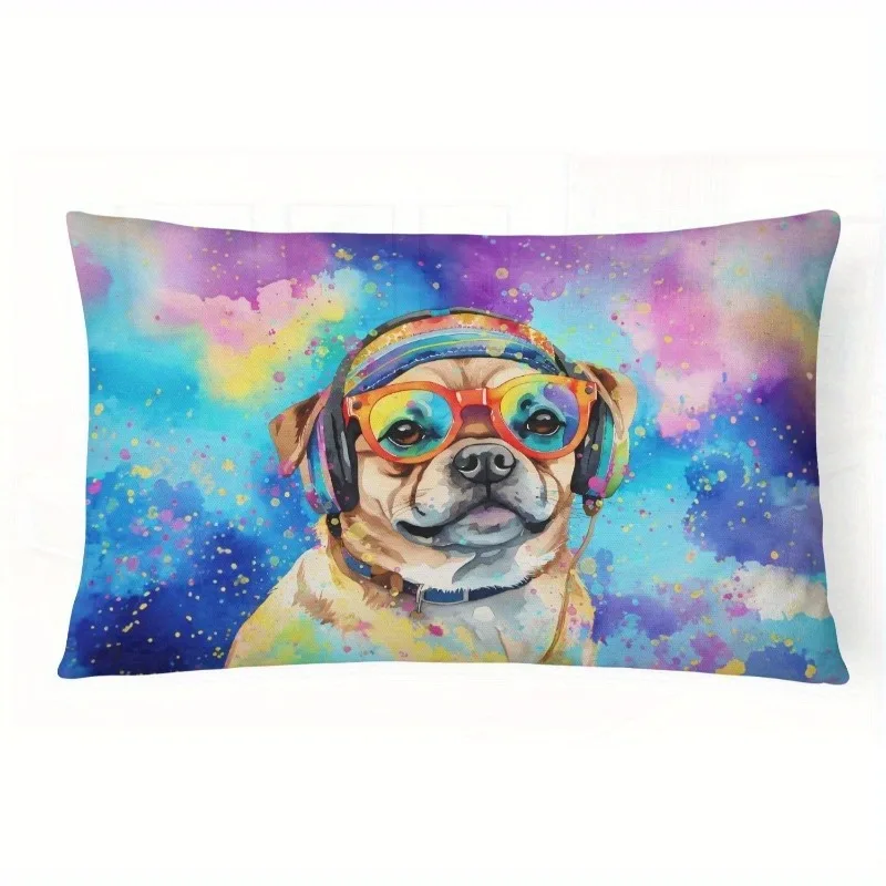 Cool DJ Dog Throw Pillow Cover Suitable For Sofa Bedroom Car Pillow Cover Cushion Rectangular Back Cushion