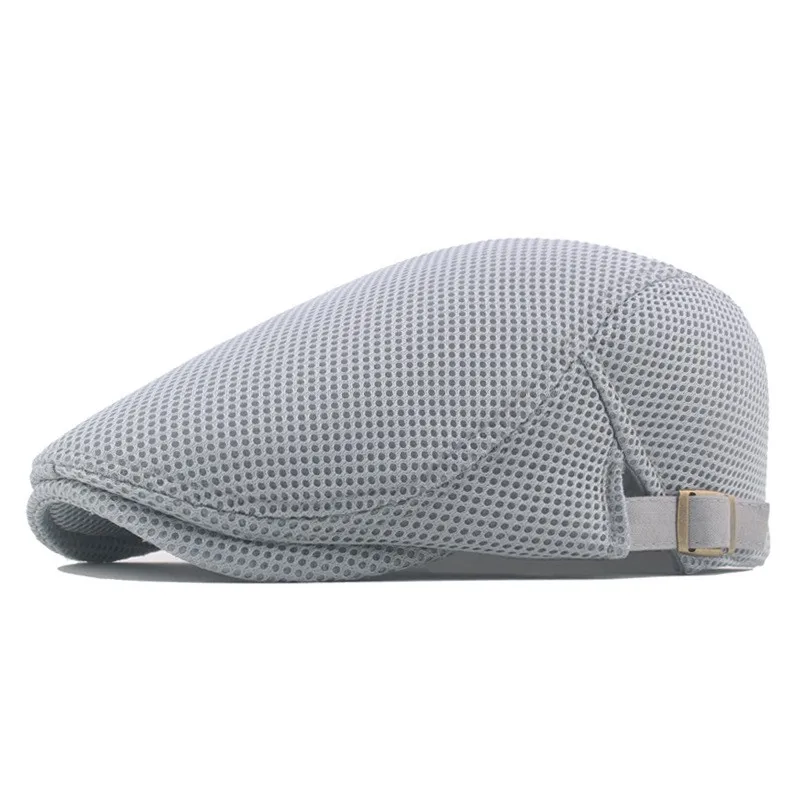 Men Breathable Mesh Summer Hat Adjustable Newsboy Beret Ivy Cap K POP VINTAGE Cabbies Flat Cap