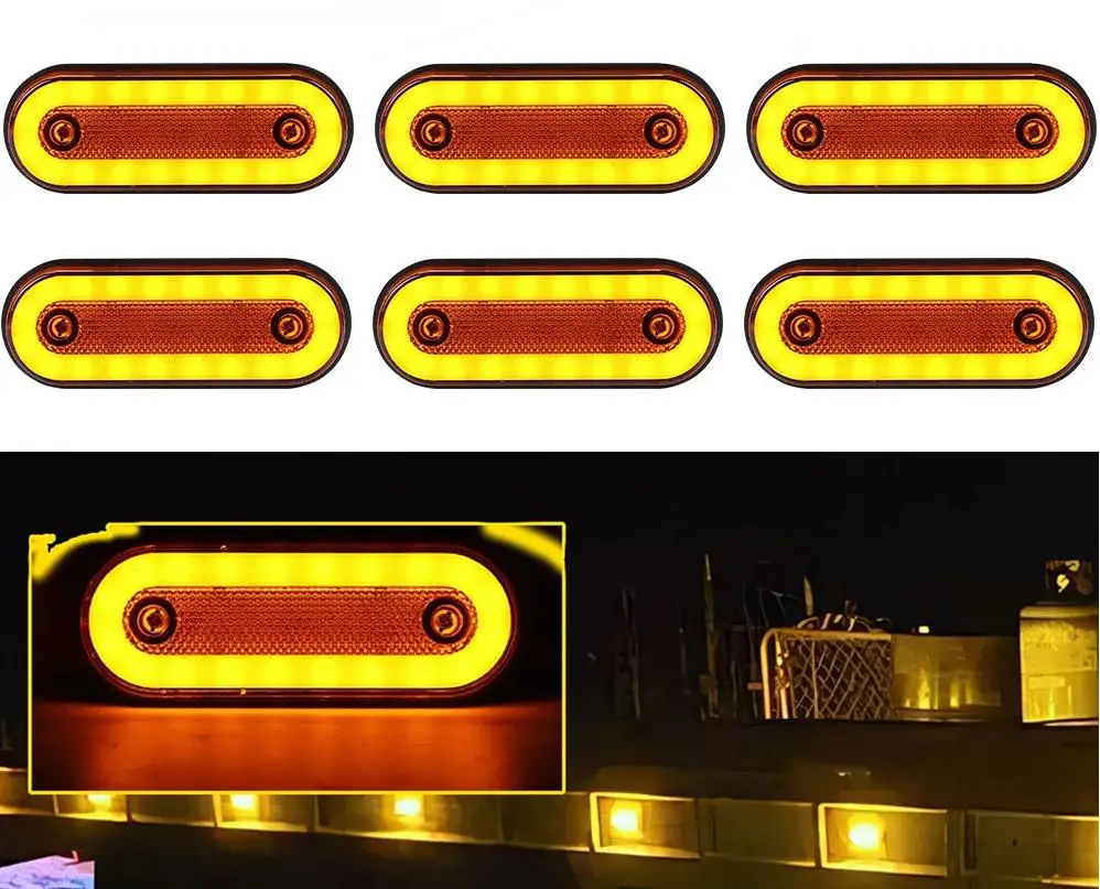 

6 шт. 12/24 В светодиодная панель освещения, светодиодные аварийные стробоскопы для прицепа, грузовика, светодиодные боковые габаритные огни, янтарные восстановленные детали автомобильного освещения
