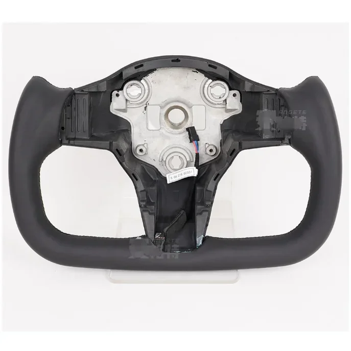 

FOR tesla model 3 Y yoke all black flat leather steering wheel with heated steering wheel tesla model y