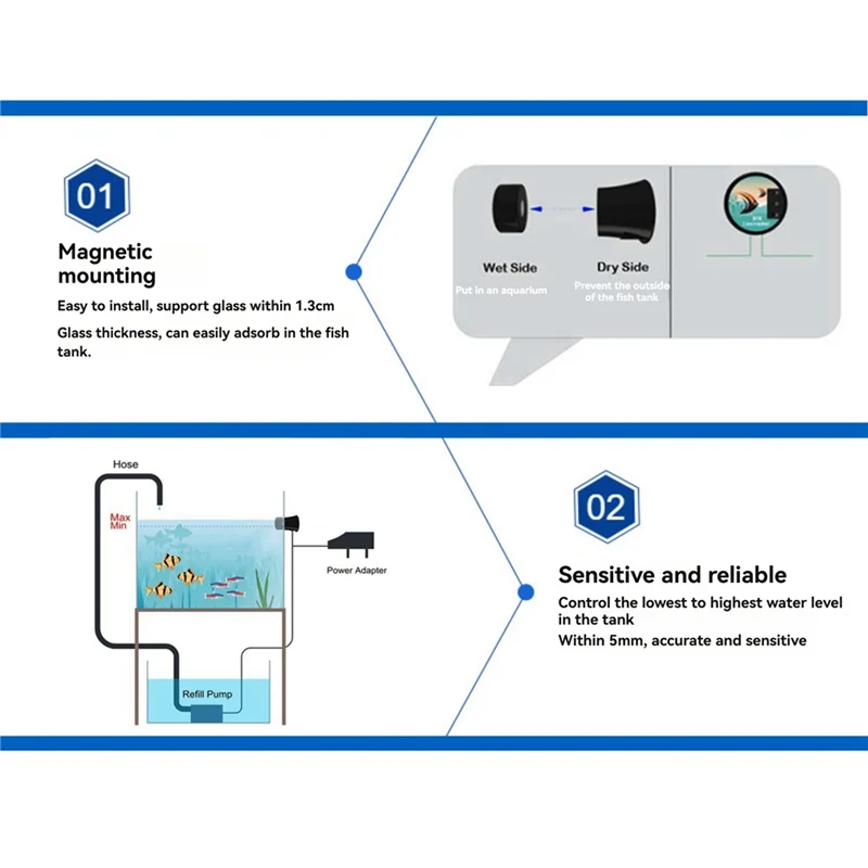 

AB39-Transparent Water Aquarium Fishbowl Water Pump Controller Auto Top Off System Reef Tank Pet Replenisher EU Plug