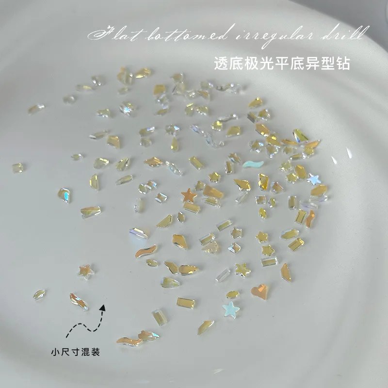 New Arrival Small Size Colorful Flat Bottom Unique Shape Nail Decorations Sparkling Diamond Finger Tip Decoration Jewelry