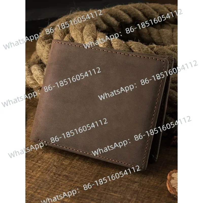First Layer Cowhide Men's Short Wallet, Retro Men's Genuine Leather Wallet, Horizontal Multi-card Wallet, Card Bag.