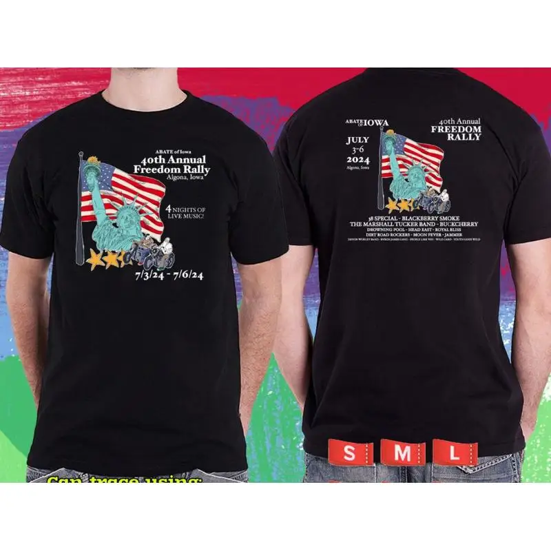 FREEDOM RALLY IOWA FESTIVAL 2024.FREEDOM RALLY FESTIVAL.BLACK TSH shirt