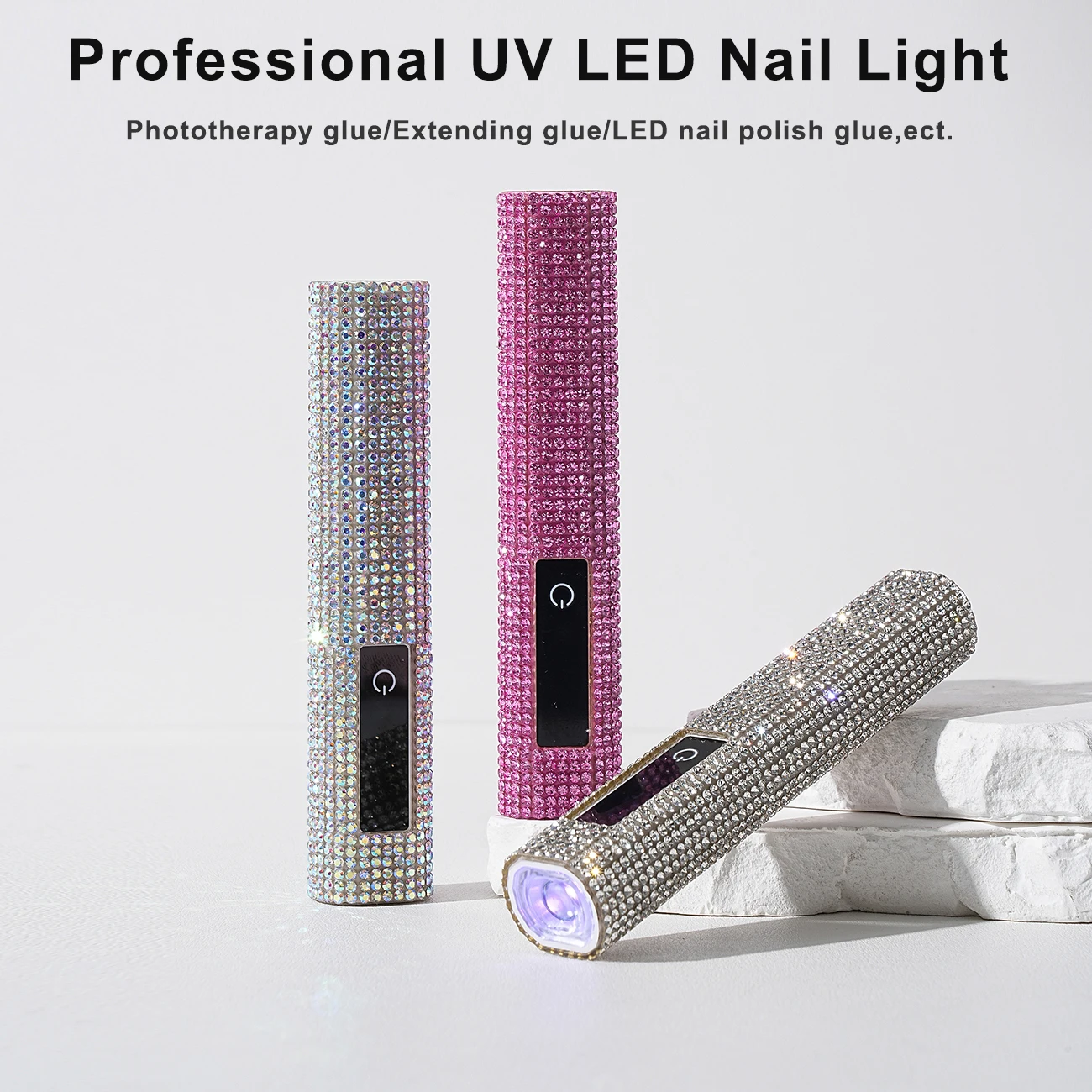 Lámpara de uñas LED portátil USB, luz de uñas UV de gel de secado rápido, recargable con batería de 180 mAh, pantalla LCD, pantalla táctil, para dedo