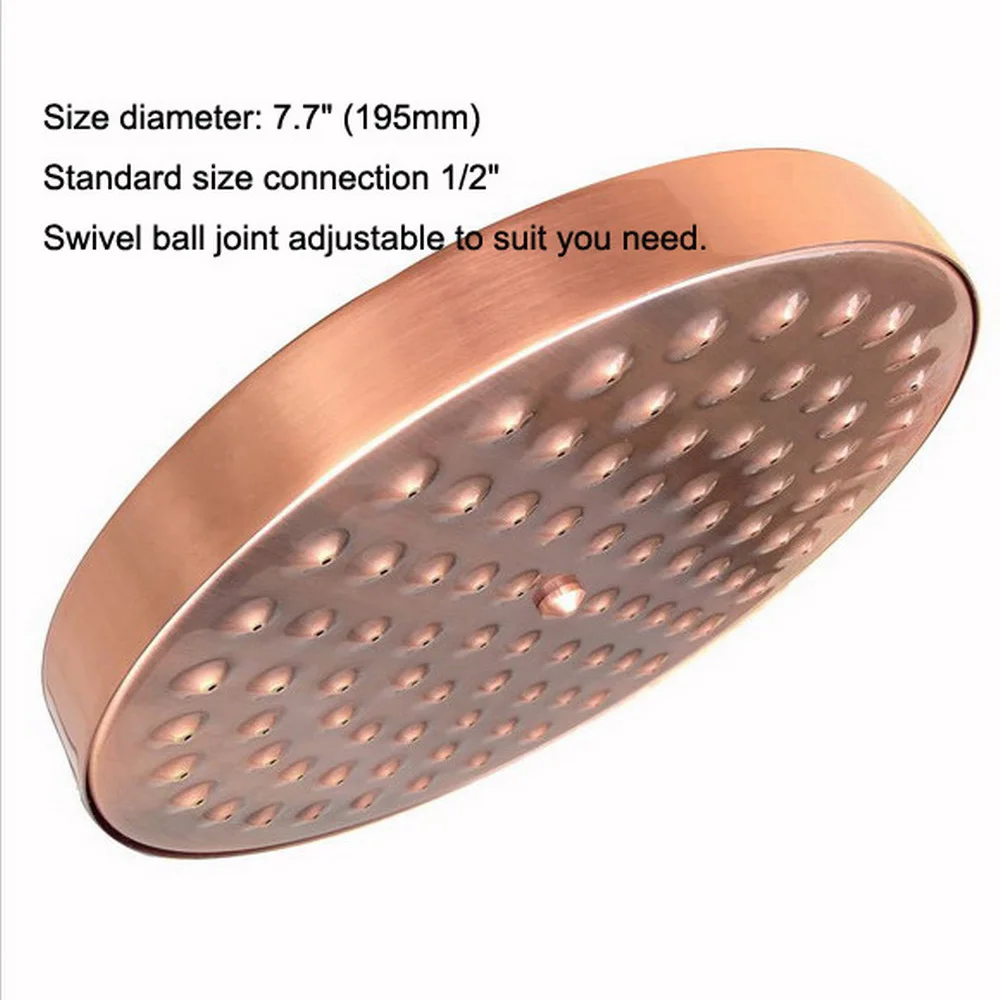 7.7 Inch Round Rainfall Shower Head Rainfall Bathroom Top Sprayer Antique Red Copper  Rain Showerhead Nsh032