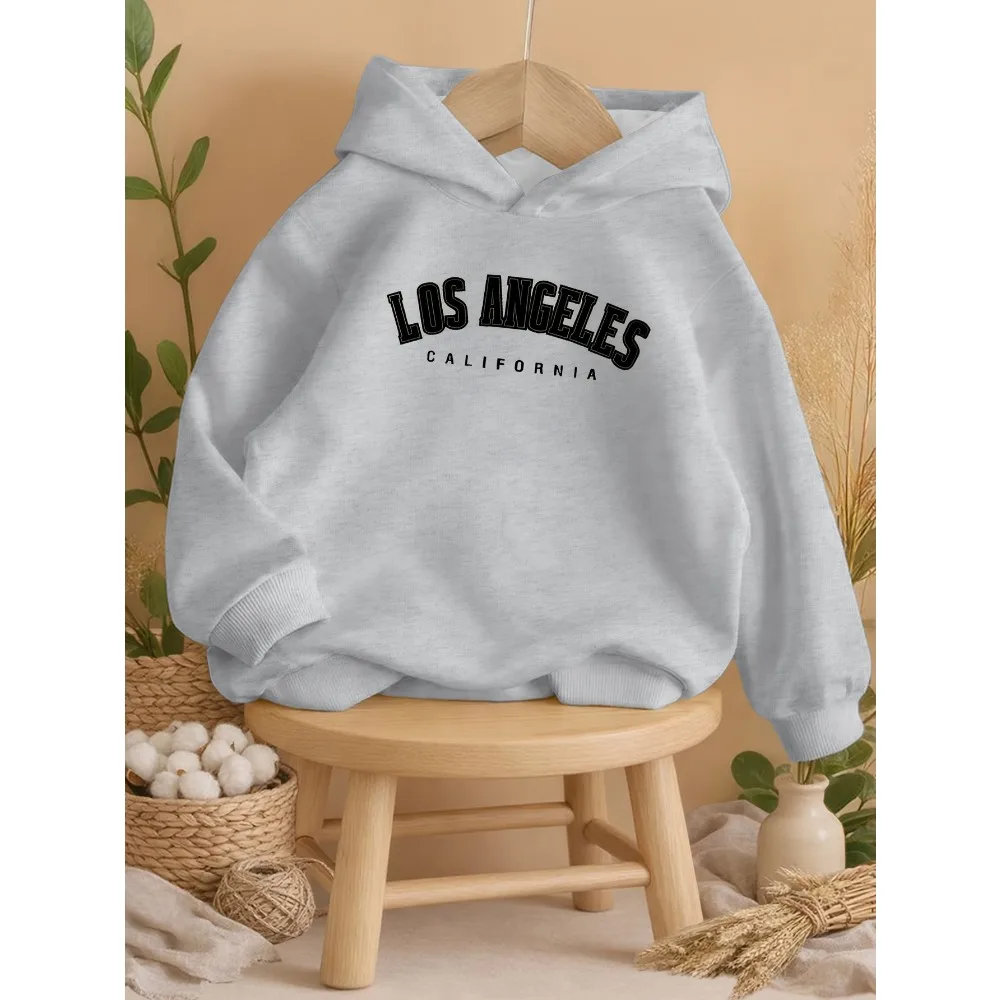 Los Angeles Letter Print Kids Hoodie Long Sleeve Hooded Pullover Sweatshirt Boys Girls Casual Autumn Children Tops