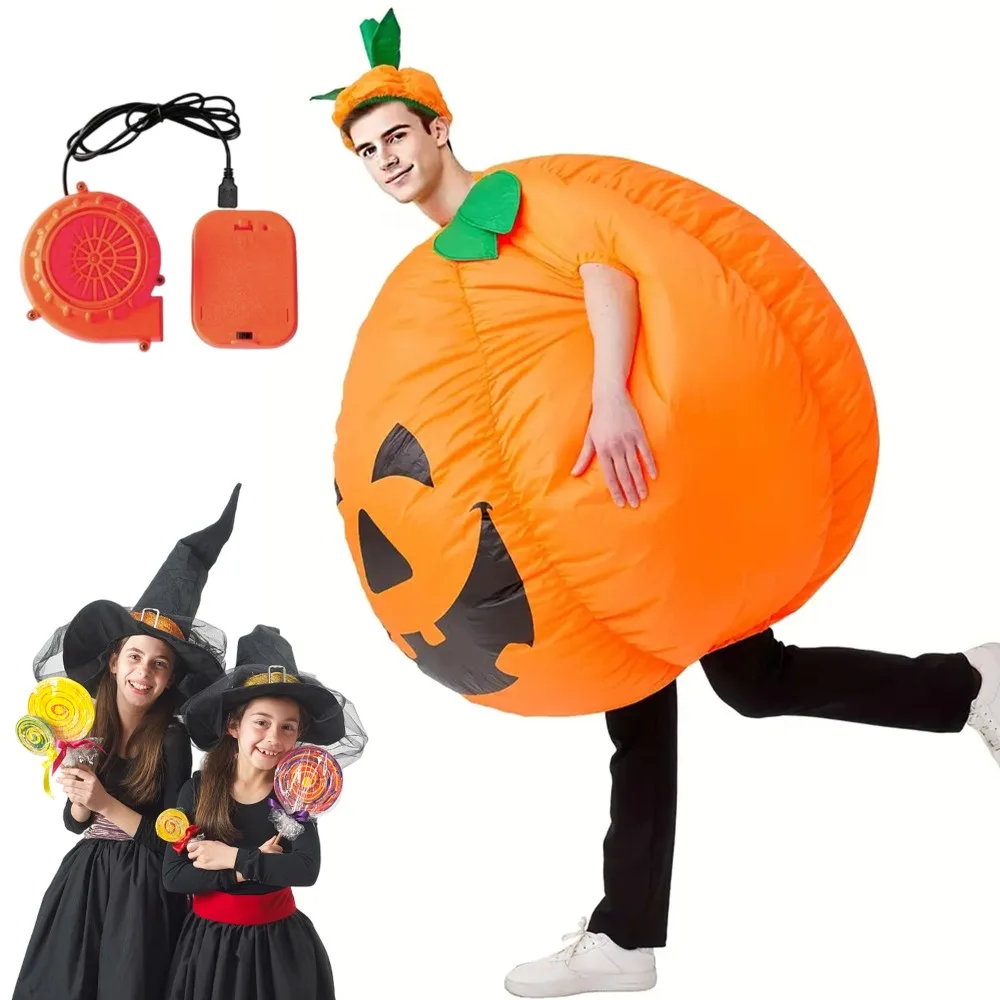 1 Stück Kürbis-Aufblasbares Kostüm für Halloween, Standardgröße für Erwachsene, geeignet für Halloween-Geburtstags-Cosplay-Aufführungen.
