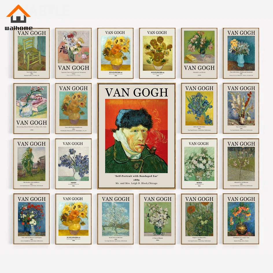 

Van Gogh Sunflower Poster Vase Portrait Still Life Decorative Paintings Canvas Wall Art Pictures Nordic Living Room Home Decor
