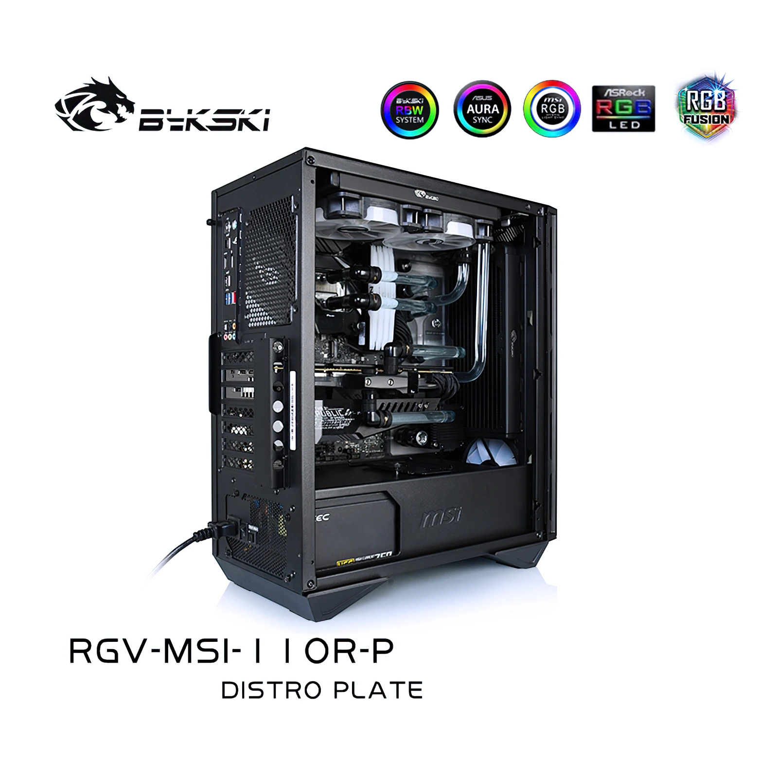 Imagem -03 - Bykski-kit de Refrigeração de Água de Placa Distro Estojo do Chassi Msi 110r Cpu Gpu Rgb Rgv-msi110r-p