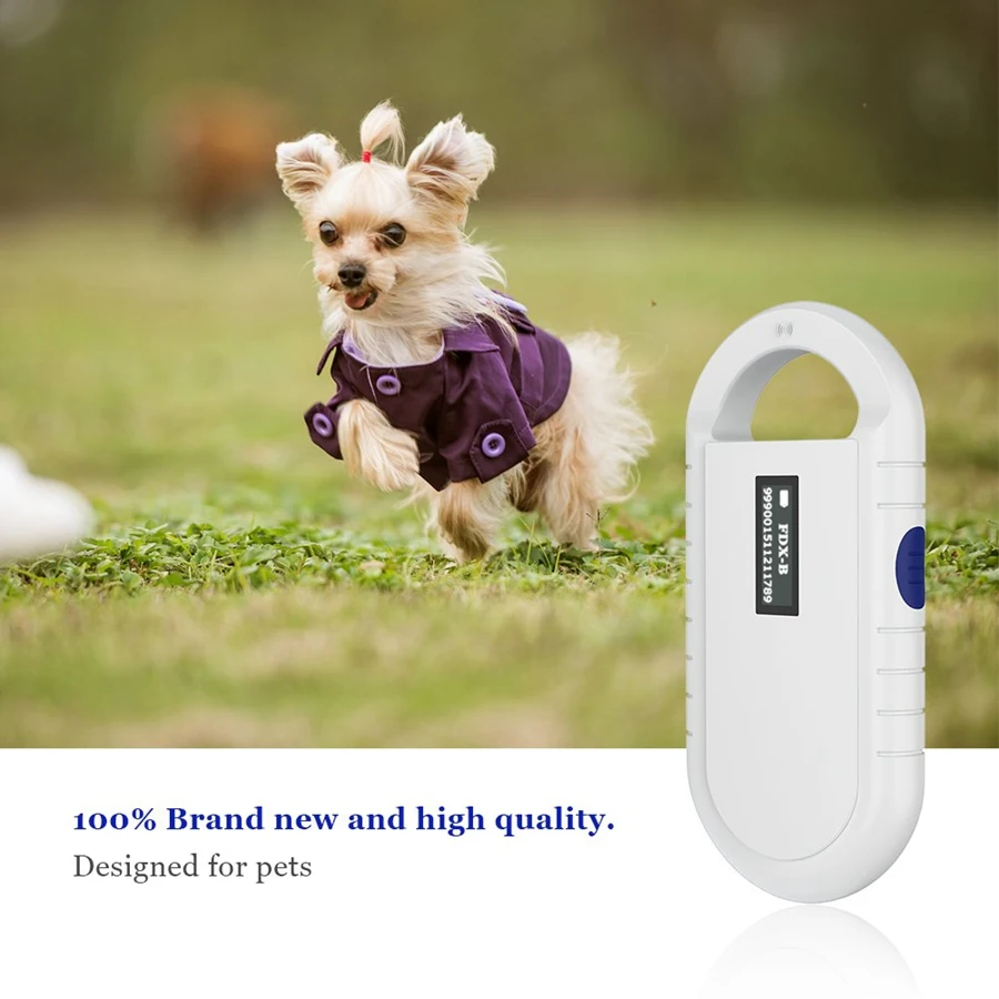 RFID Reader Pet Microchip Scanner Handheld Animal Chip Reader Portable RFID Reader Supports for ISO 11784/11785, FDX-B