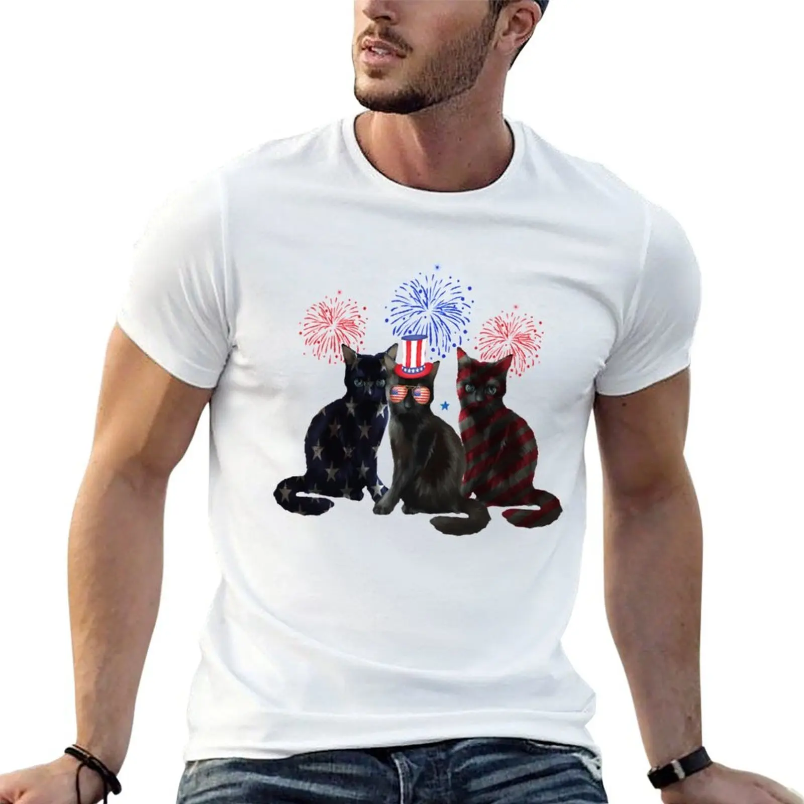 

Black Cat 4th Of July T-Shirt man t shirt designer man t shirt graphic T-Shirt