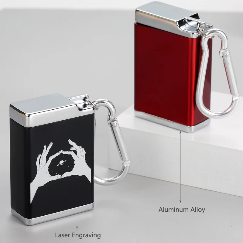 Red Black Aluminium Alloy Metal Holder Storage Case Outdoor Portable Case Mini Ashtray Custom LOGO Laser Engraving