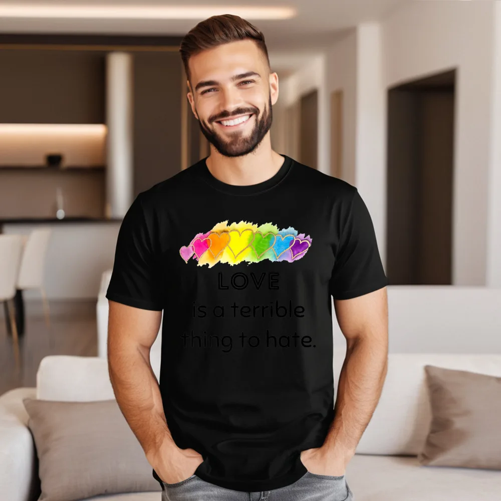 100% Cotton Fabric Slogan Tops Tees Discount Short Sleeve Mens T-Shirt Love is a Terrible Thing Print Autumn T Shirts O Neck