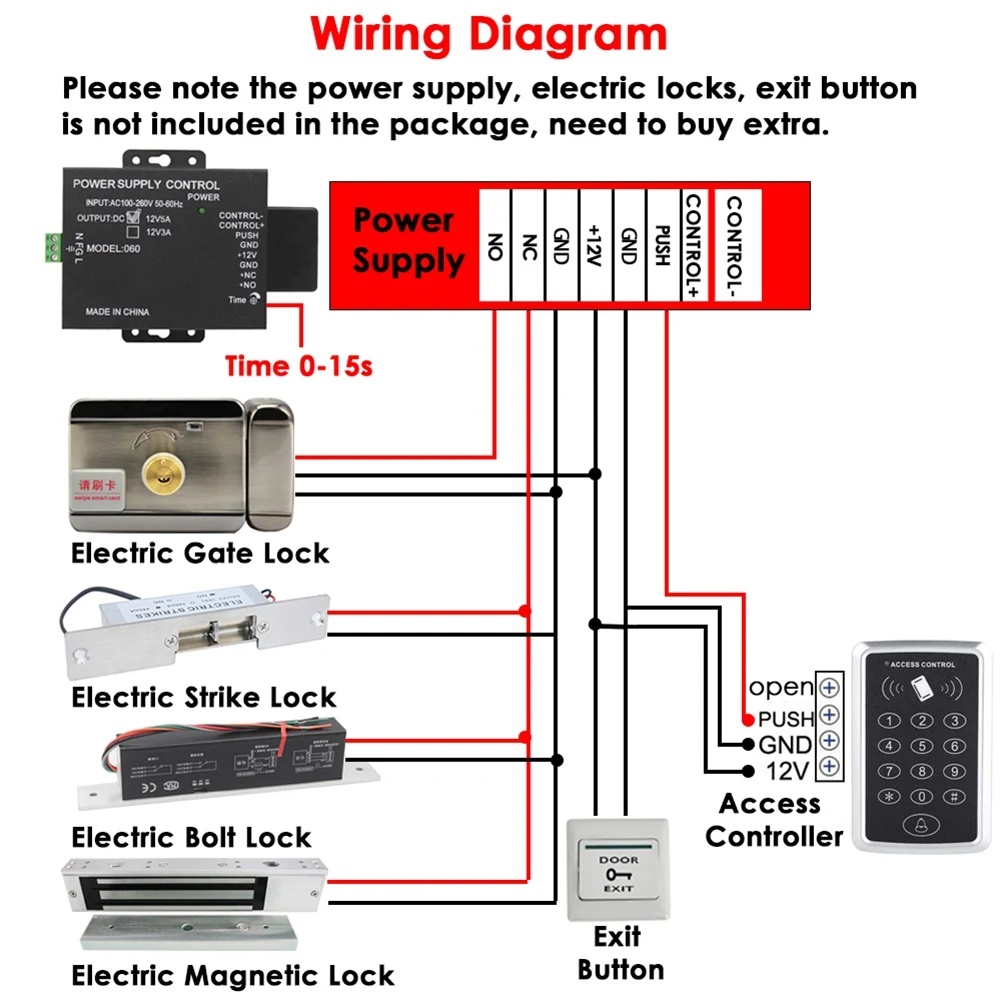 Daily Sale 125Khz RFID Access Control Keypad EM Card Reader Door Access Control System Door Lock Opener Keyboard System