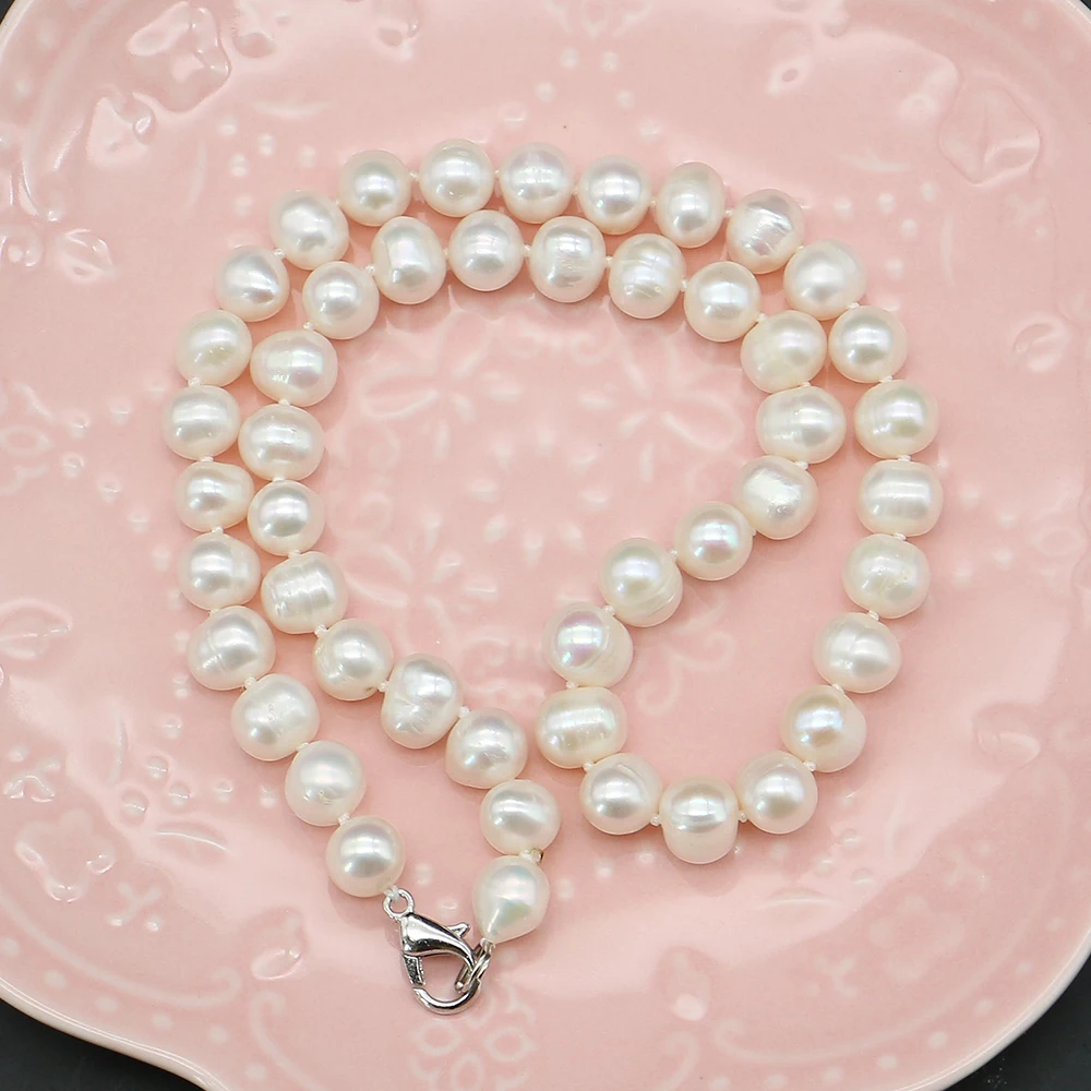 Exquisite Natural Freshwater Baroque Textured Round Pearl Straight-hole Beaded Necklace Jewelry Accessories Gifts Souvenir