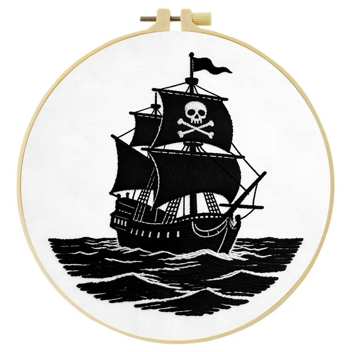 1 Stück 20X20CM/15X15CM 7,87/6,3 Zoll Skelett-Segelboot Stickerei-Starter-Kit DIY-Kit DIY-Stickerei-Set Handarbeiten Malerei – Detail 3