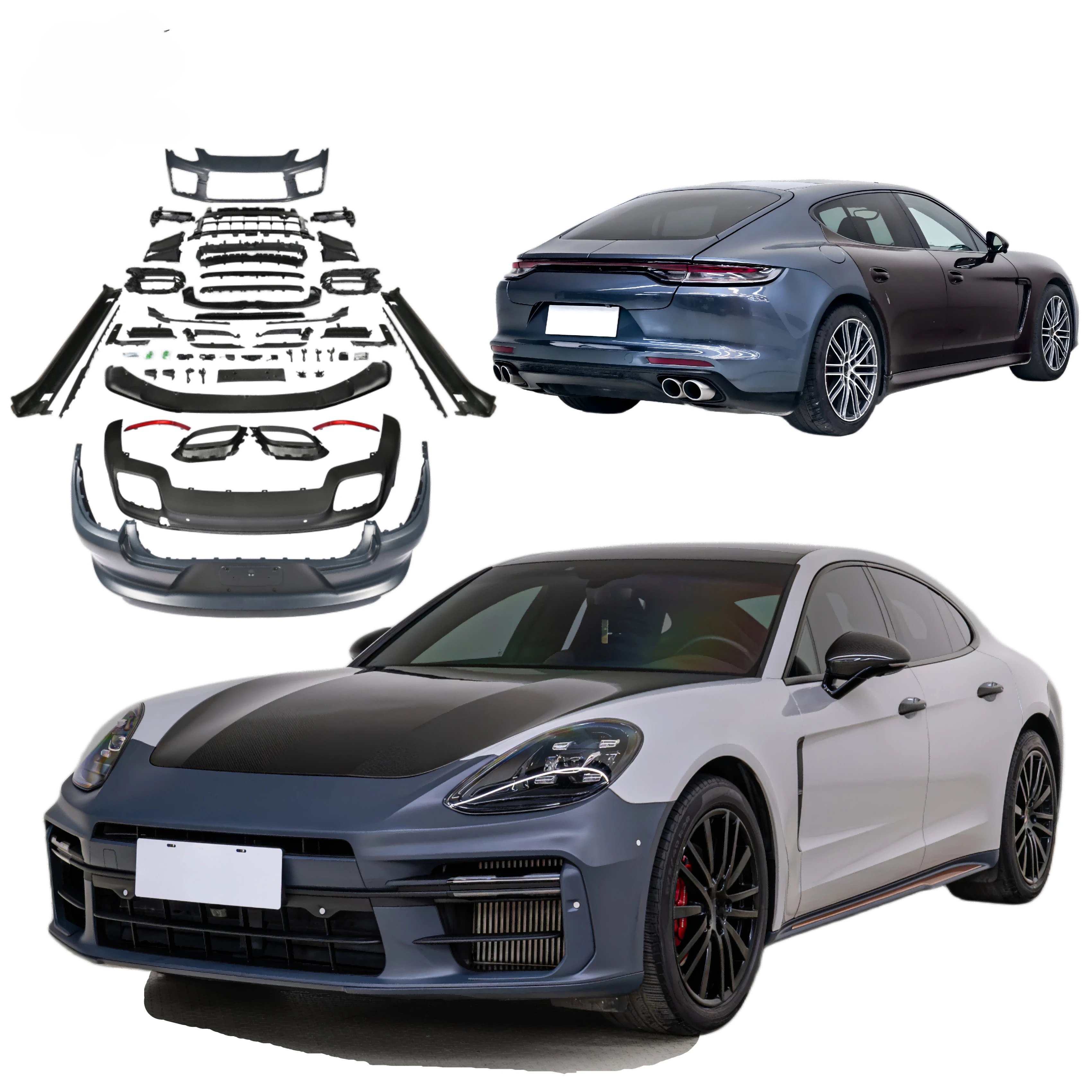 Bodykit For Panameras 971.1 2017-2020 Facelift to 971.2 2023 Turbo S Style Bodykit with Grill Bonnet Bumper Plug and Play