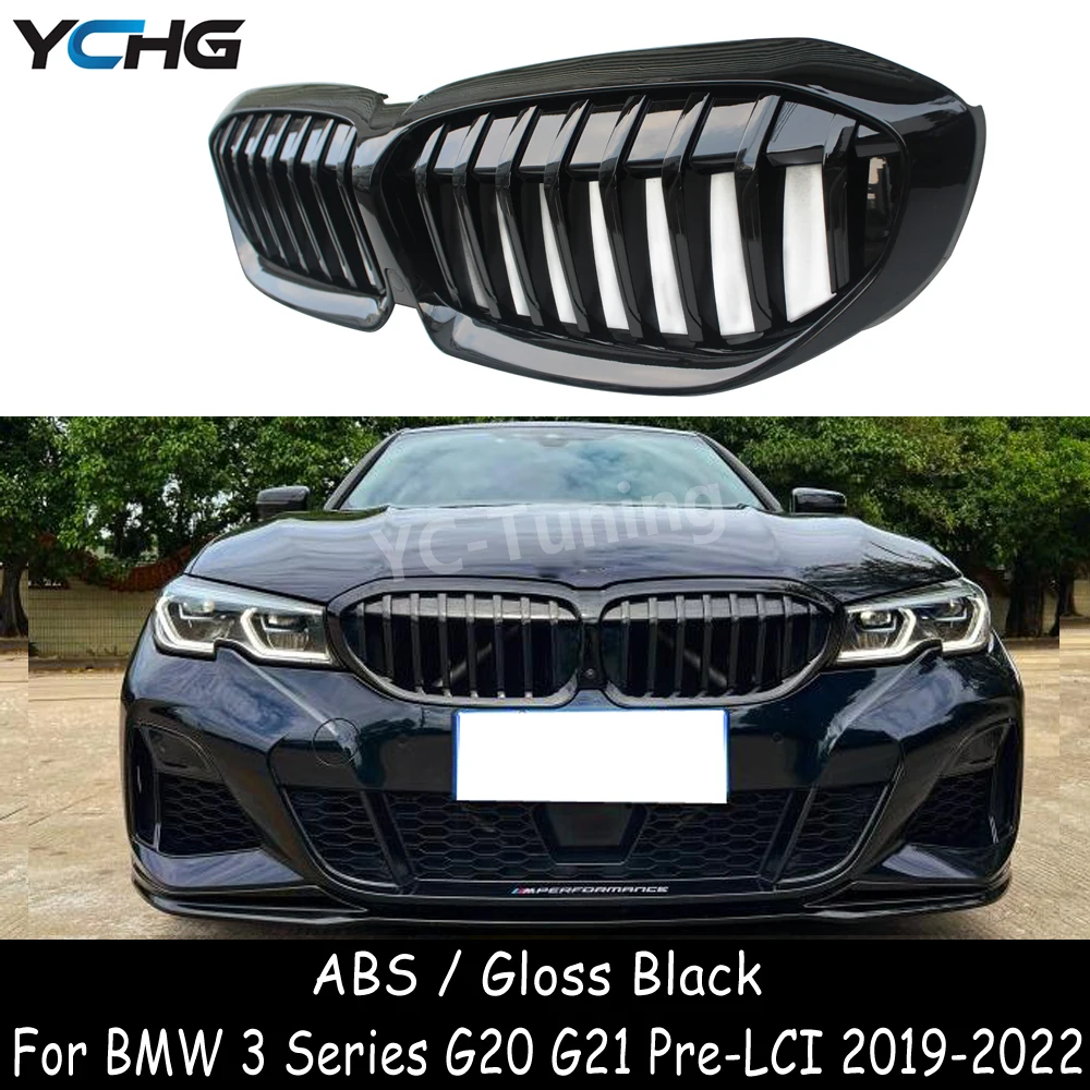 

G20 Pre-Lci ABS Glossy Black Front Bumper Kidney Hood Grille for BMW 3 Series G20 G21 320i 330i M340i Grille Mesh 2019-2022