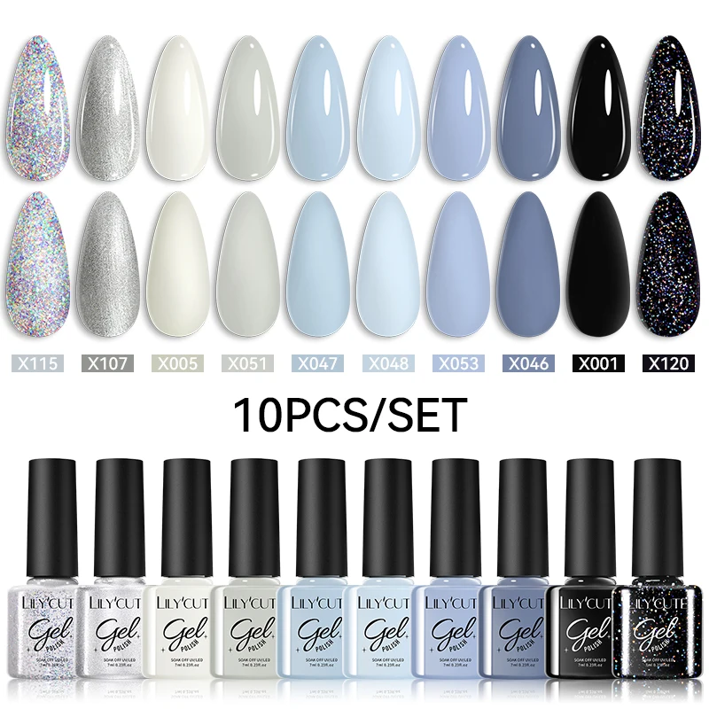 LILYCUTE 20/10 Uds. Juego de esmaltes de uñas en Gel de Color macarrón, barnizes de Gel UV semipermanentes con brillo, efecto cromado metálico para decoración de uñas