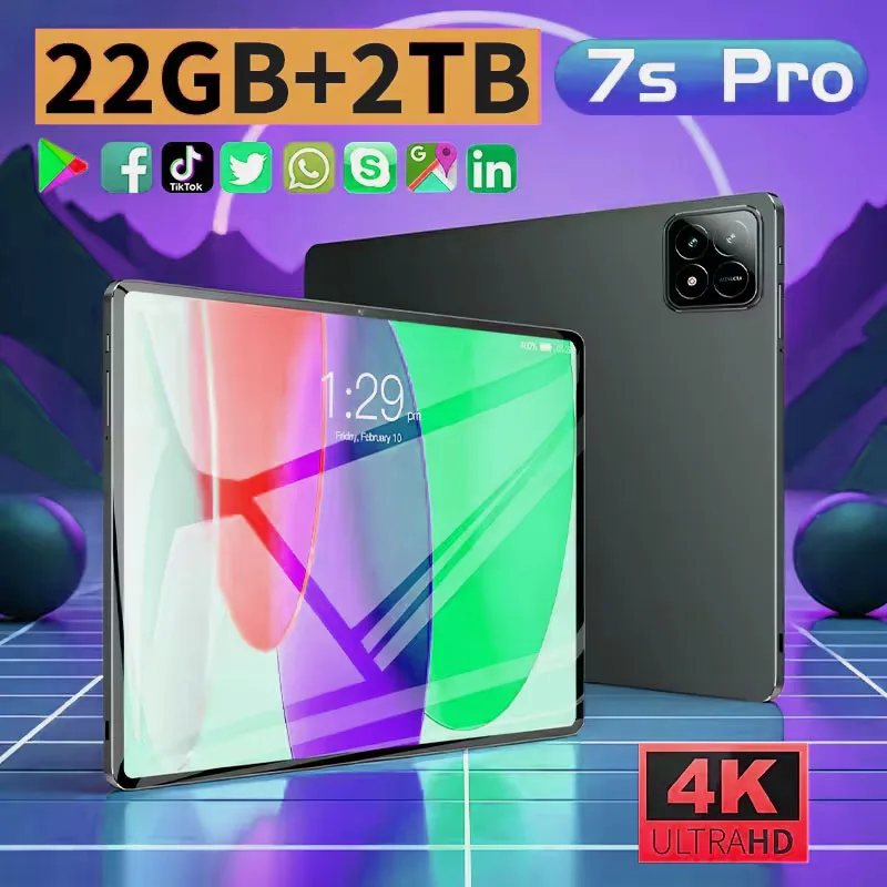 

New Pad 7S Pro 11inch Tablet Android 14 Snapdragon 8 Gen 2 22GB+2TB Global Version GPS WPS 5G WiFi Dual SIM 4K HD Tablet PC