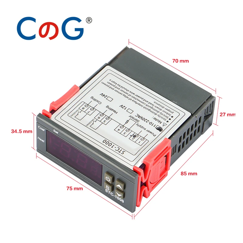 Regolatore di temperatura digitale di CG STC-1000 12V 24V 220V per il termostato di raffreddamento del termoregolatore del riscaldamento del relè