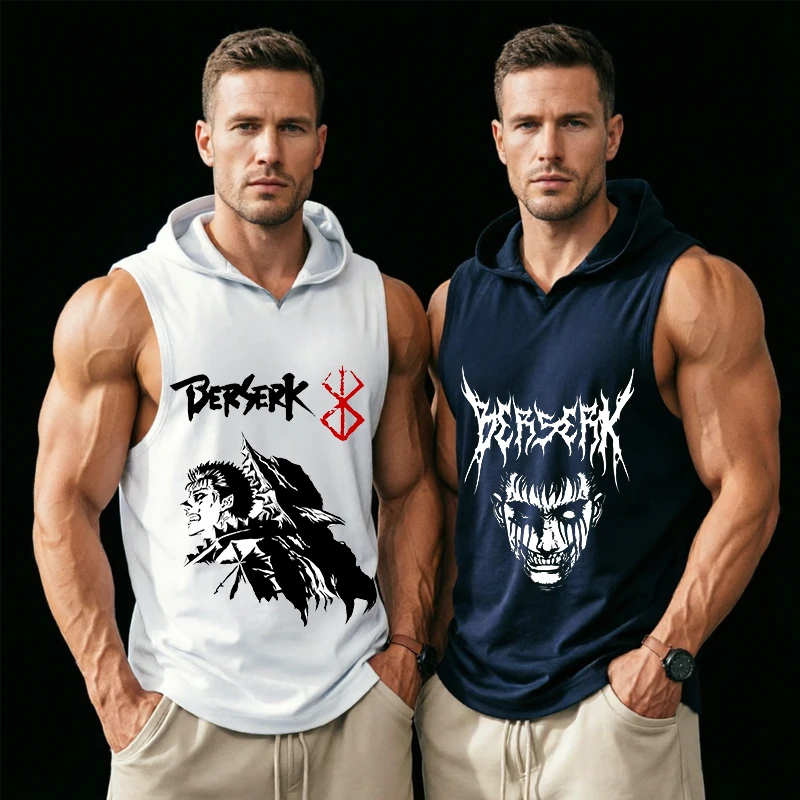 Anime Berserk Vest Running Training Fitness Slim Quick-Dry Top Casual boy Anime Tee Breathable Sleeveless Fashion Hoodie Gift