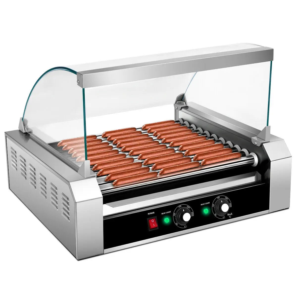 Costway Commercial 30 Hot Dog 11 Roller Grill Cooker Machine W/ cover CE