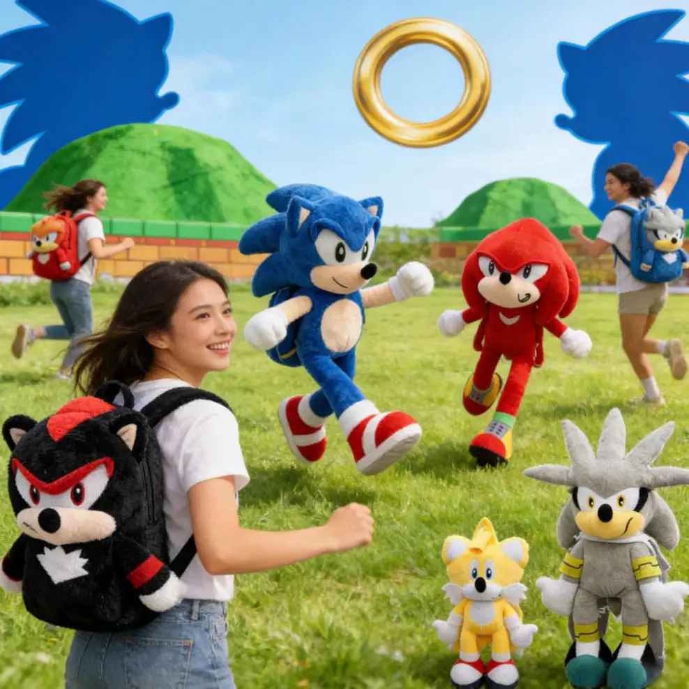 

Плюшевый 3D-рюкзак Super Sonic для мальчиков и девочек: Шэдоу, Наклз, Тейлз, Эми. Плюшевая кукла-рюкзак. Подарки на праздники.