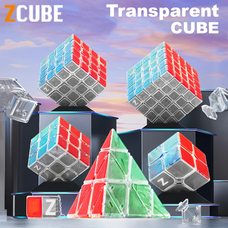 Zcube Transparent Magic Cube 5x5 3x3x3 2x2 4x4 Pyraminx Professional Speed Puzzle Children's Toys Gift 3x3 Speedcube Magico Cubo