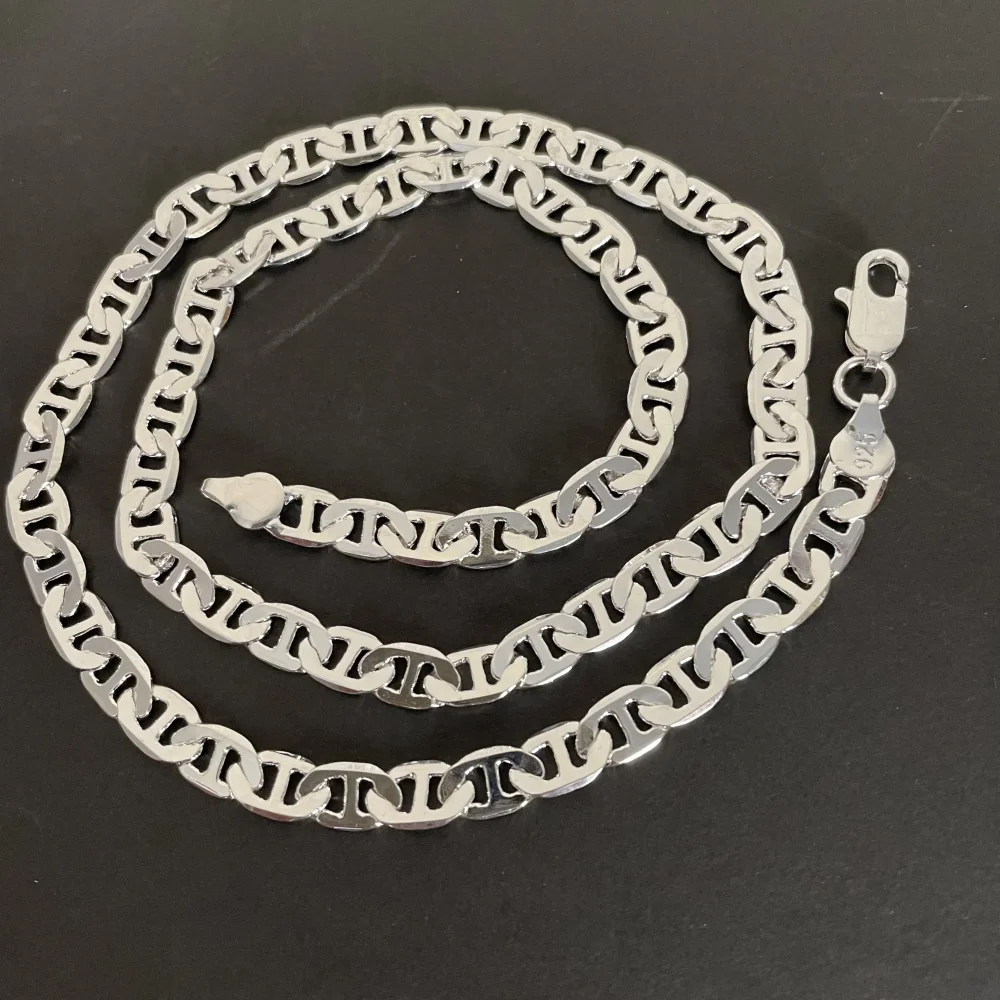 PABEYN 925 فضة قلادة 6 مللي متر الجانب Z-شكل قلادة ، سوار الرجال والنساء مجوهرات هدية 45-60 سنتيمتر #5