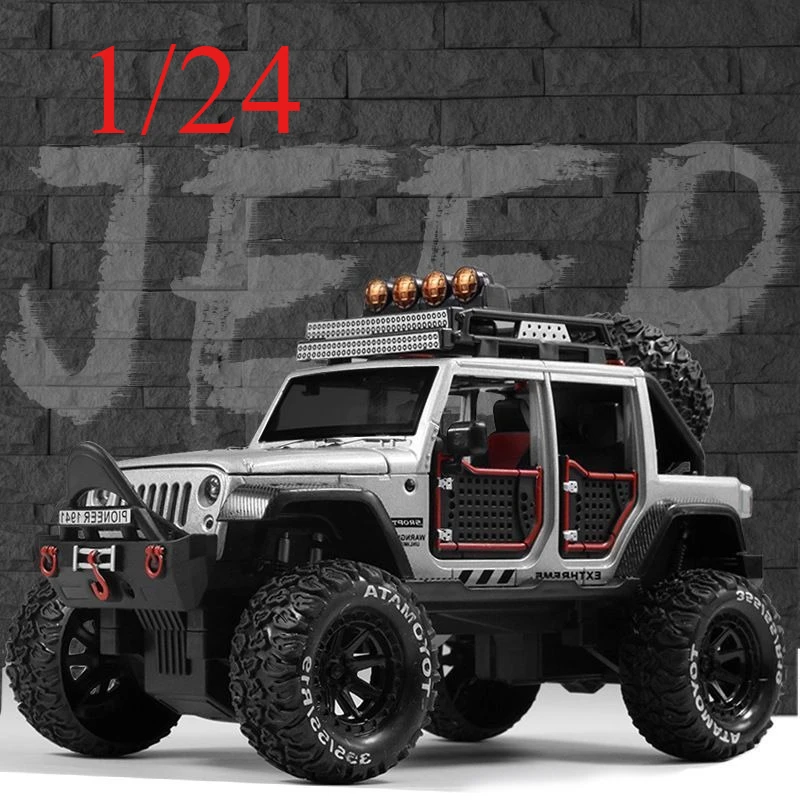 

1/24 Super-large simulated Jeep Wrangler alloy car model with sound and light off-road vehicle model gift collection