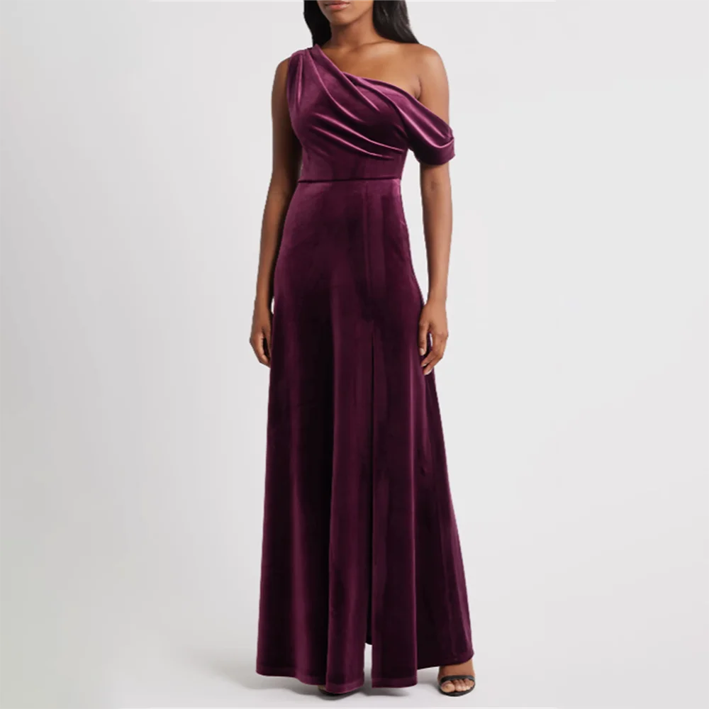 

Elegant Evening Dress Women's Prom Dresses One-Shoulder A-Line Sleeveless Formal Gown For Party Cocktail Event Customized